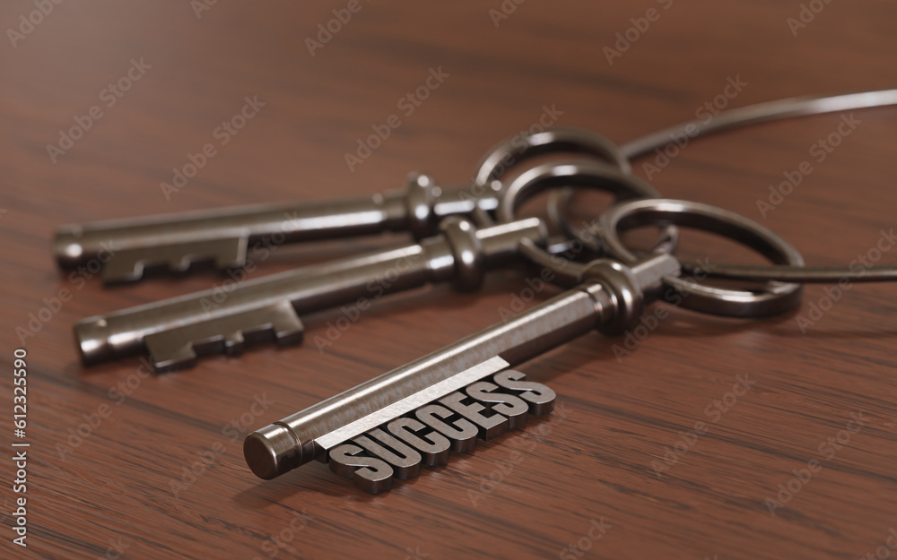 key to success on the table retro metal success keyon wooden table background . 3d render illustrator key to success on the table retro metal success keyon wooden table background . 3d render illustrator