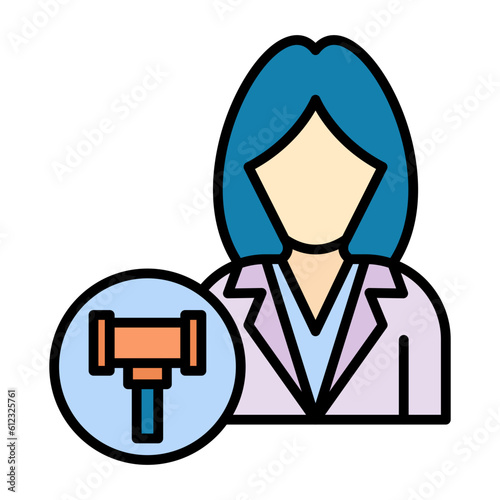 Public Defender Female Line Color Icon