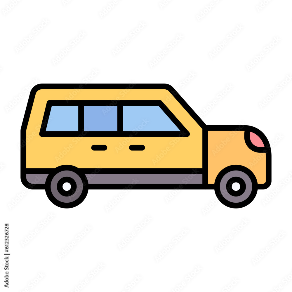 Obraz premium Family Car Line Color Icon