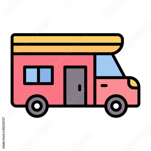 Camper Van Line Color Icon