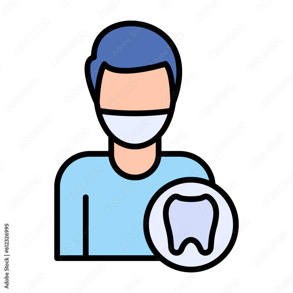 Male Dentist Line Color Icon