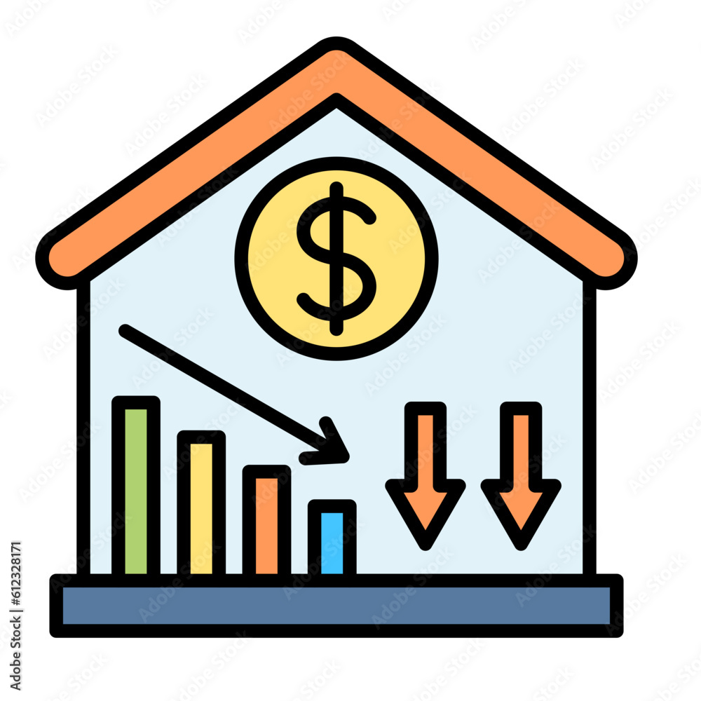 Price Decrease Line Color Icon Price Decrease Line Color Icon