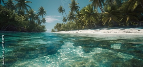 Sea in tropical paradise, generative AI 