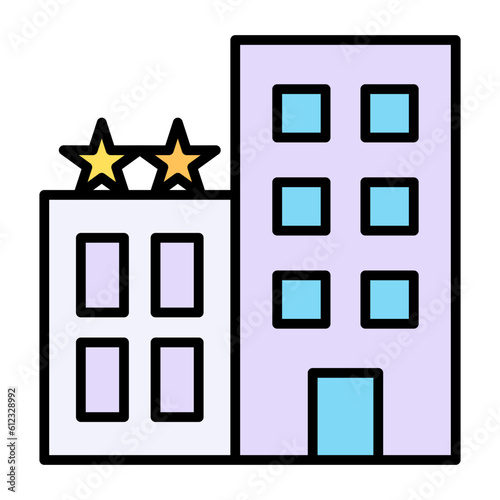 2 Star Hotel Line Color Icon