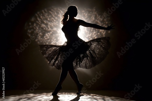 Sparkling Shadow Woman Dancer in Motion, Generative Ai