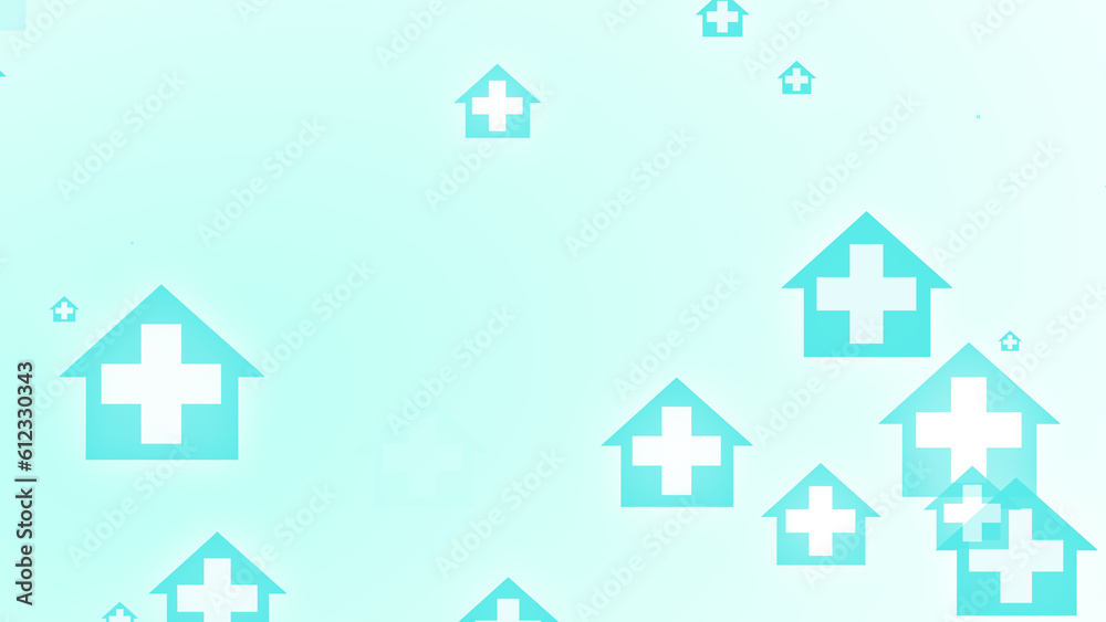 Medical health blue green cross on home pattern background. Abstract banners with prevent virus infection and healthcare stay home concept. Medical health blue green cross on home pattern background. Abstract banners with prevent virus infection and healthcare stay home concept.
