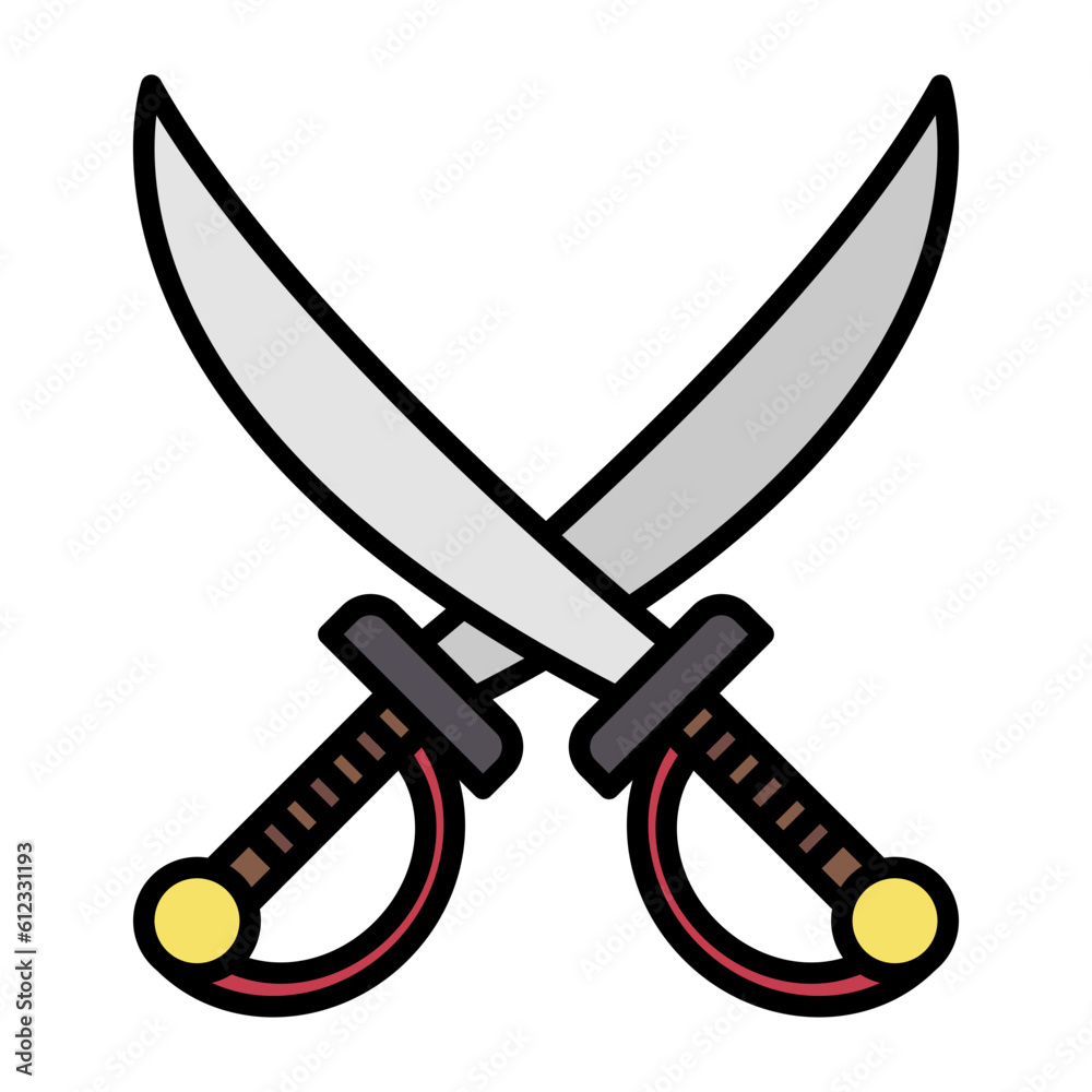 Pirate Knife Line Color Icon Pirate Knife Line Color Icon