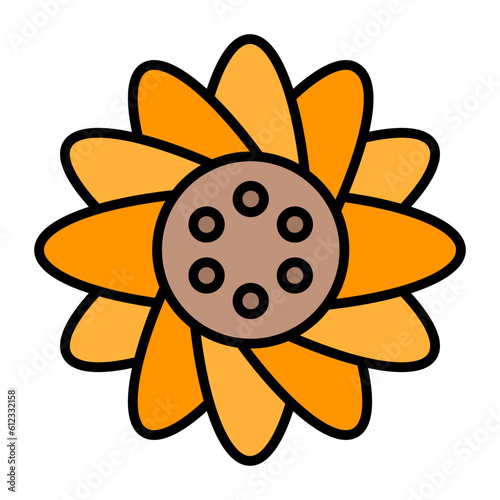 Sunflower Line Color Icon