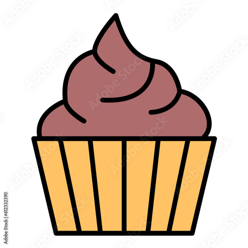 Chocolate Cupcake Line Color Icon