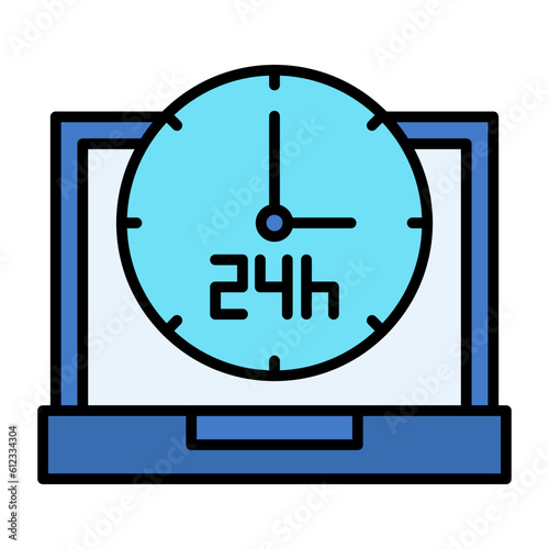 24 Hours Line Color Icon