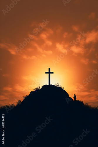 Glorious Awakening  Symbolic Cross at Sunrise  Signifying Resurrection