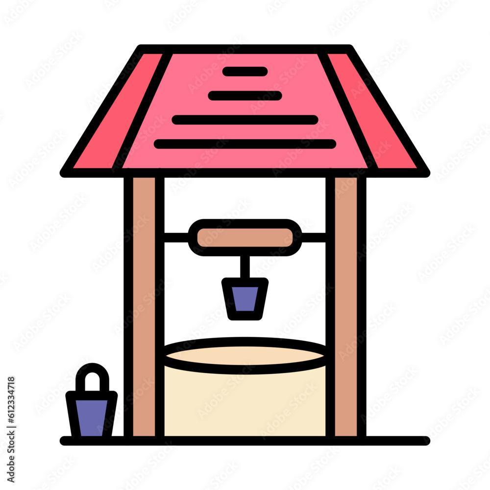 Desert Water Well Line Color Icon Desert Water Well Line Color Icon
