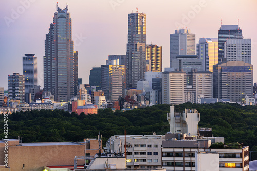 Tokyo, Japan city skyline over Shibuya towards Shinjuku Ward
