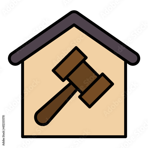 House Auction Line Color Icon