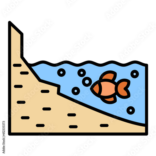 Shore Landscape Line Color Icon
