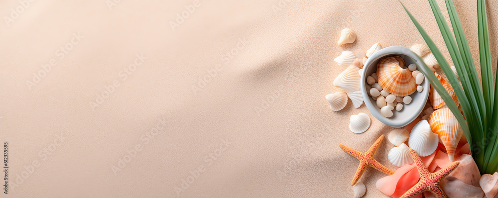 A clean mockup with a sand background and a summer theme