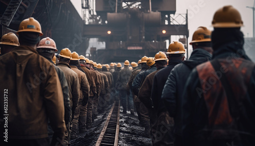 group of worker working at coal mining site