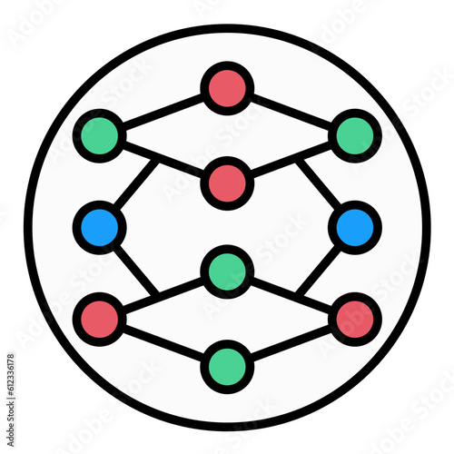 Deep Learning Line Color Icon
