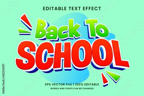 Back to school text effect kids style. Editable text effect