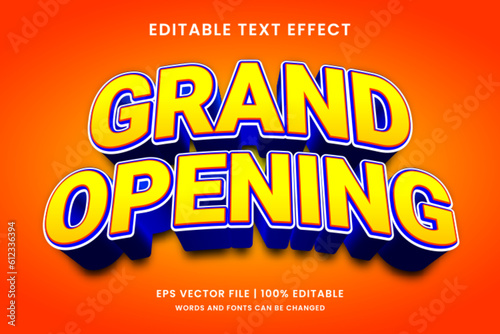 Grand opening text effect promotion style. Editable text effect