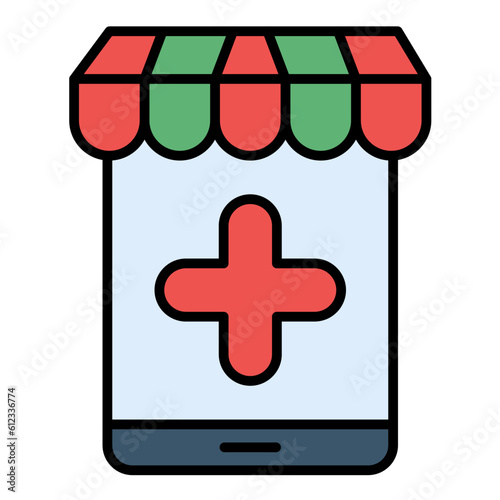 Online Pharmacy Line Color Icon