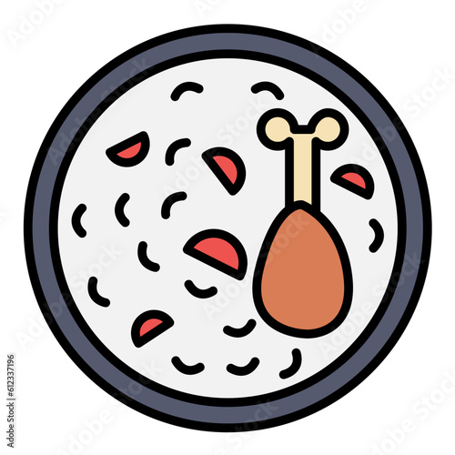 Chicken Rice Line Color Icon