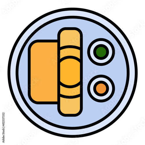 Masala Dosa Line Color Icon