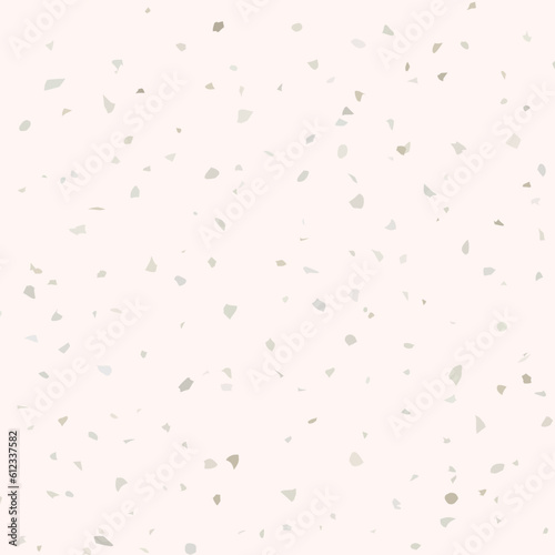 Terrazzo flooring textured surface modern abstract pattern. Vector seamless abstract repeat with chips of marble or granite in soft pastel colors.