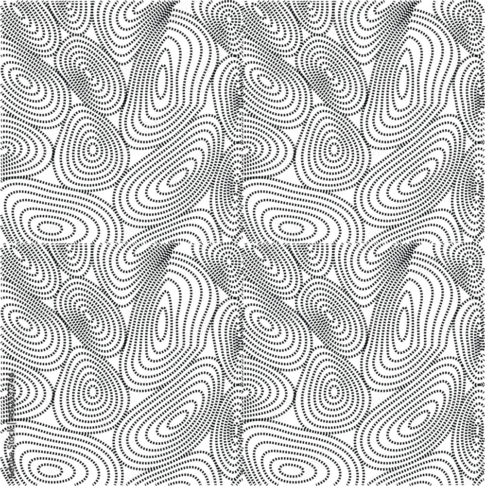 monochrome background with square and circle pattern vector design, technology theme, dimensional dotted flow in perspective, big data, nanotechnology.