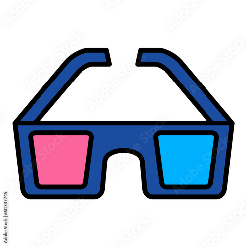 3d Glasses Line Color Icon