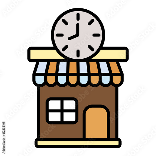 Clock Shop Line Color Icon
