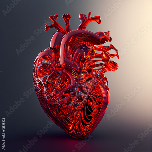A human heart made of glass. Generative AI
