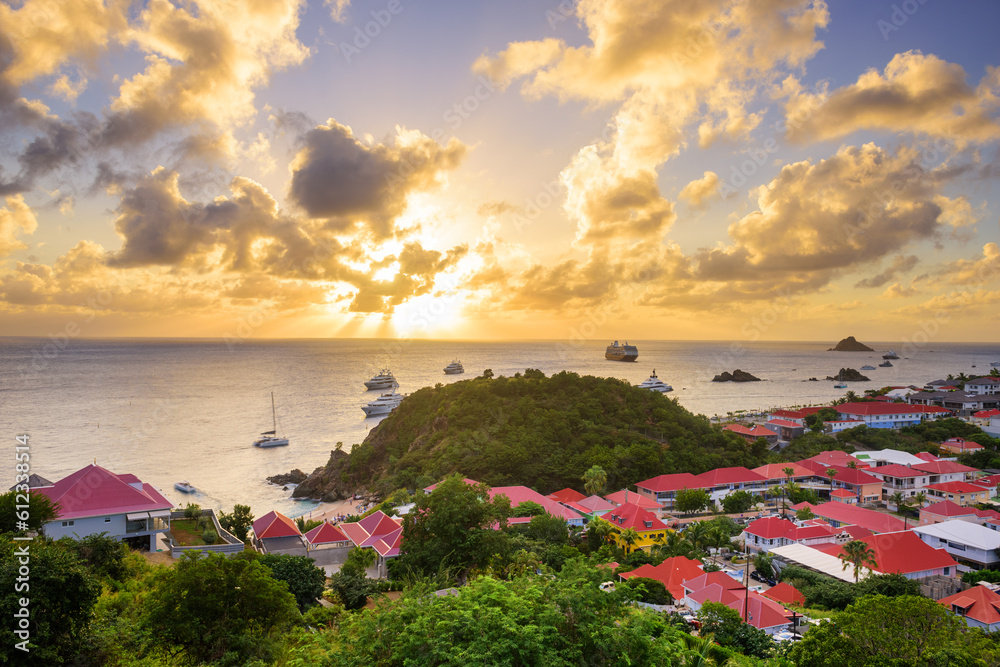 Gustavia, St Barts coast in the West Indies of the Caribbean Sea