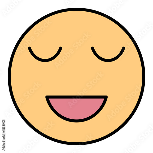Smiling Face with Smiling Eyes Line Color Icon