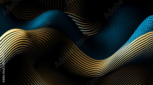 Abstract background with golden and blue lines  generative AI.