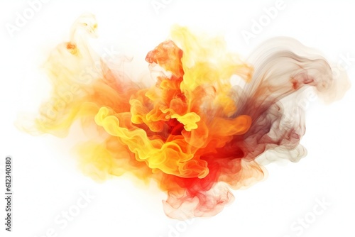Fire with smoke element on white background Generative AI