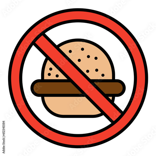 No Eating Line Color Icon