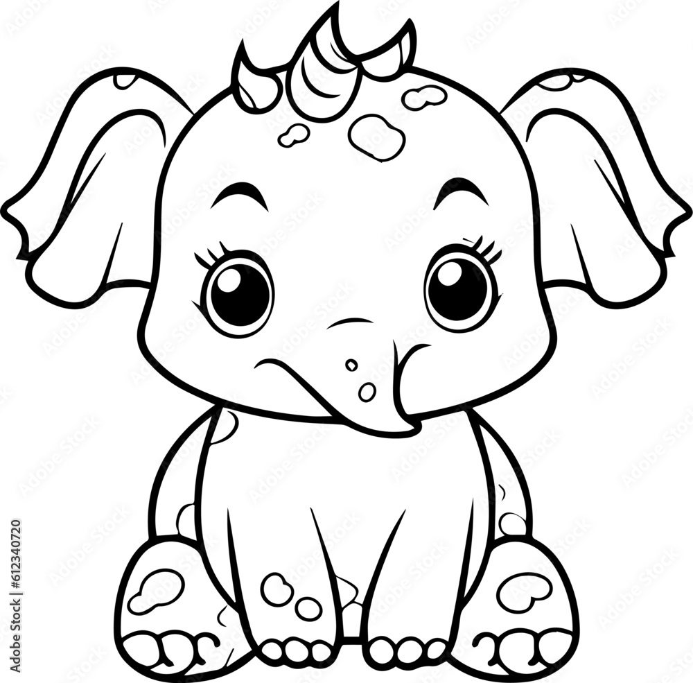 Cute little animal black & white vector illustration for coloring book isolated on white background Cute little animal black & white vector illustration for coloring book isolated on white background