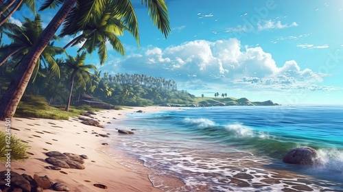 art Untouched tropical beach background Generative AI