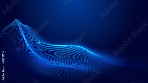Abstract dot blue wave gradient texture technology background.