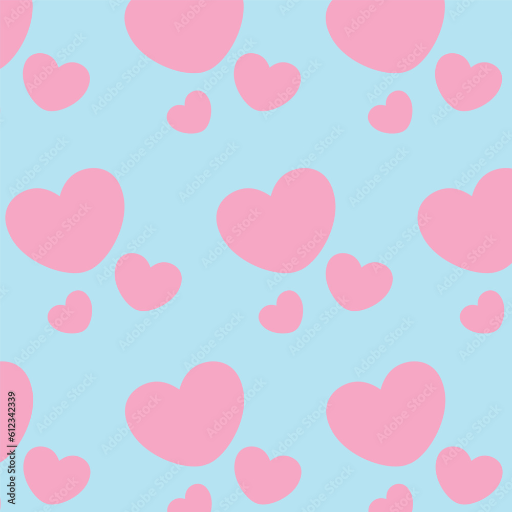 Hearts background Lovely seamless vector pattern with pink big hearts