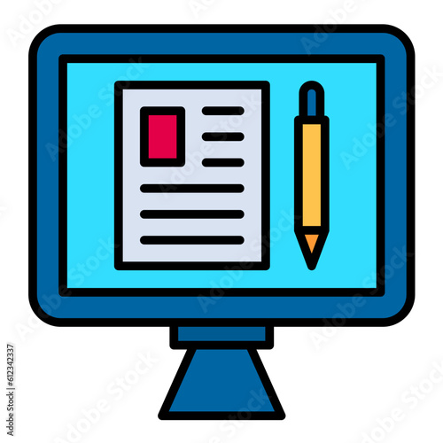 Online Article Line Color Icon