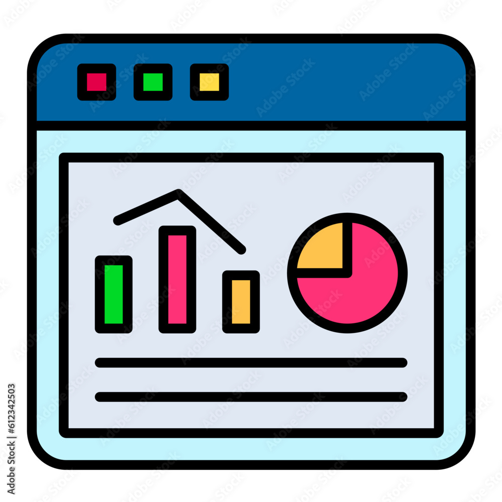 Website Statistics Line Color Icon Website Statistics Line Color Icon