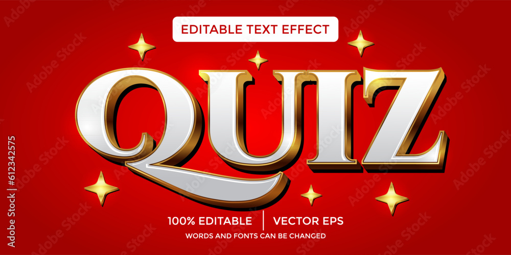 gold quiz 3D text effect template