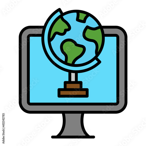 Online Geography Line Color Icon