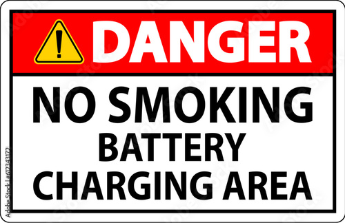 Danger Sign Battery Storage Area No Smoking