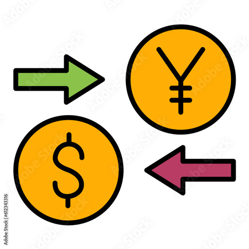 Currency Exchange Line Color Icon