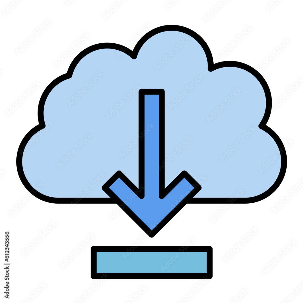 Cloud Download Line Color Icon Cloud Download Line Color Icon
