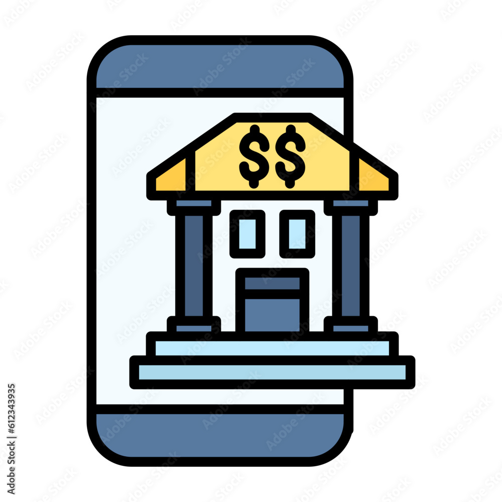 Online Banking Line Color Icon Online Banking Line Color Icon