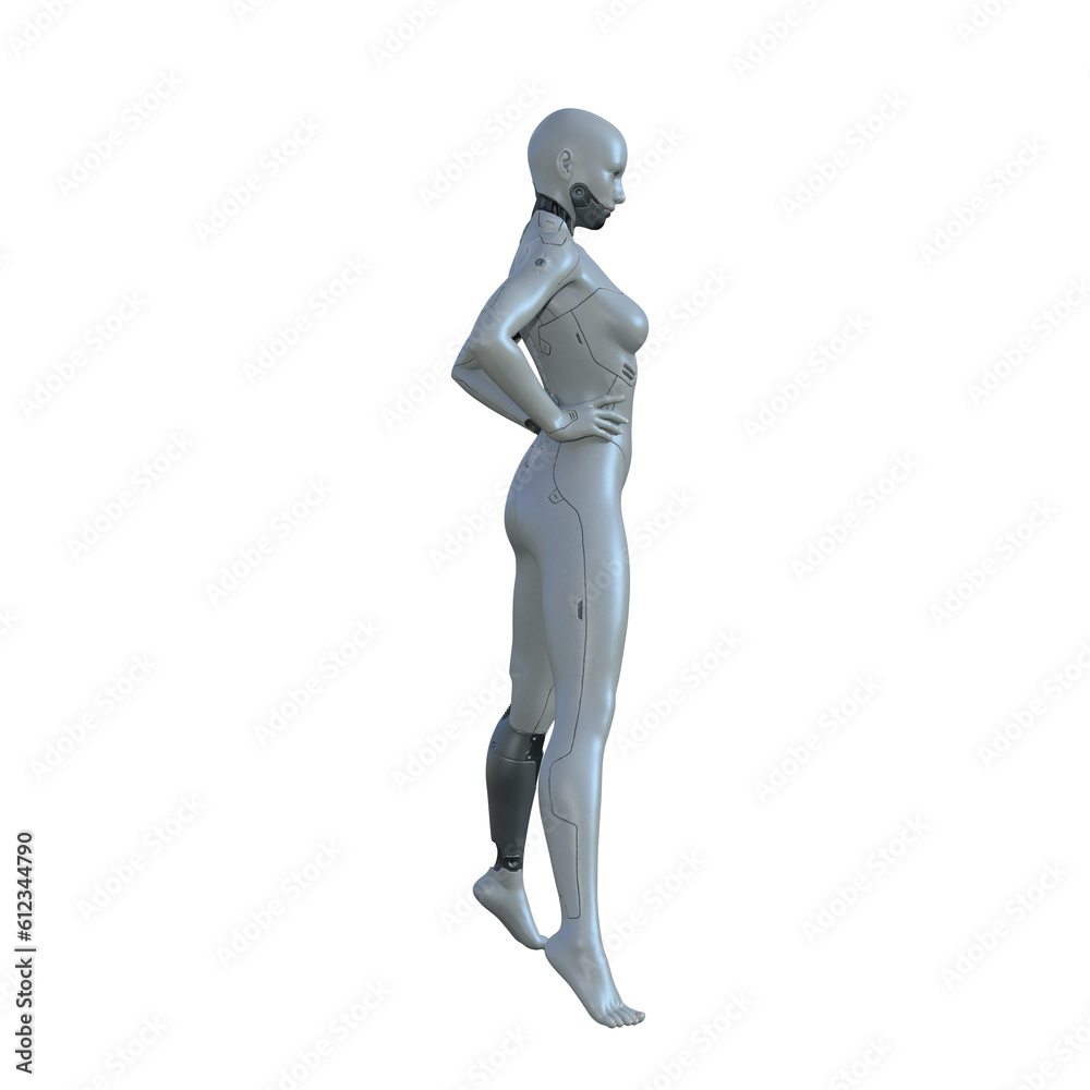 The ultimate gynoid robot women for futuristic science fiction scenes. 3d rendering illustration.